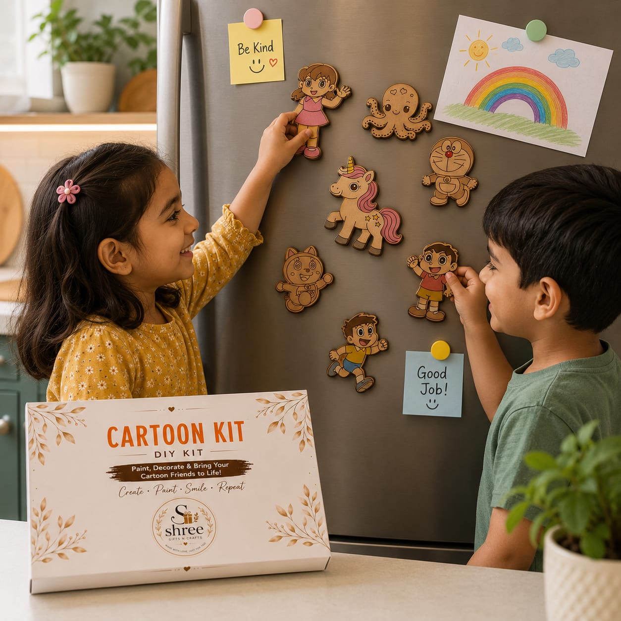 Cartoon Fridge Magnet DIY Kit – Paint & Create Cute Character Magnets