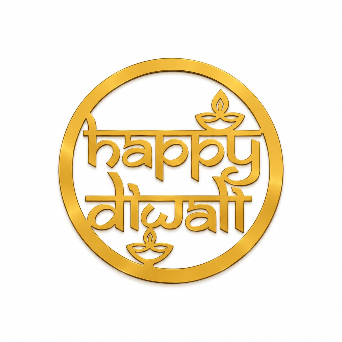 Happy Diwali Golden Acrylic Cutout Design 13