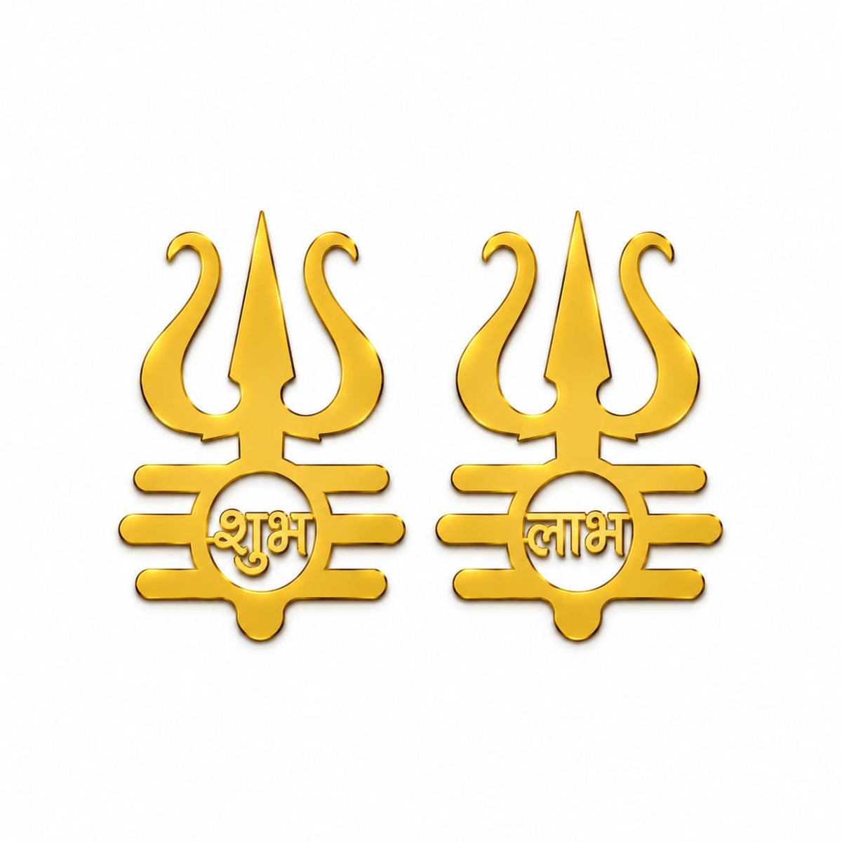 Shubh-Laabh (pack of 4) Golden Acrylic Cutout Design 10