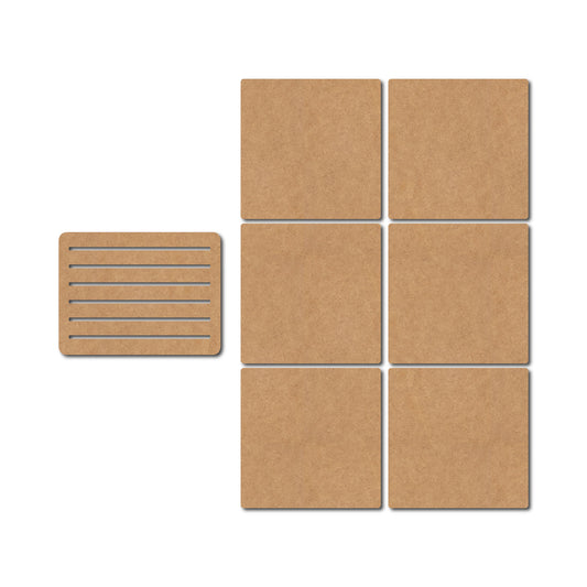 MDF Coaster Set with Stand (Set of 6)