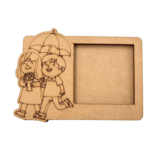 Couple under Umbrella 3 Layered Premium MDF Photo Frame for DIY Painting & Craft-79
