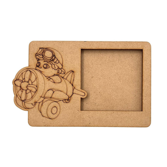 Boy in Aeroplane 3 Layered Premium MDF Photo Frame for DIY Painting & Craft-94