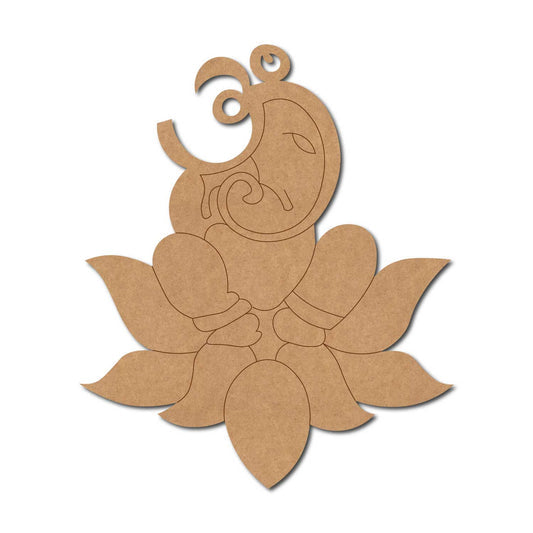 Ganeshji sitting on Lotus pre marked mdf cutout design-77