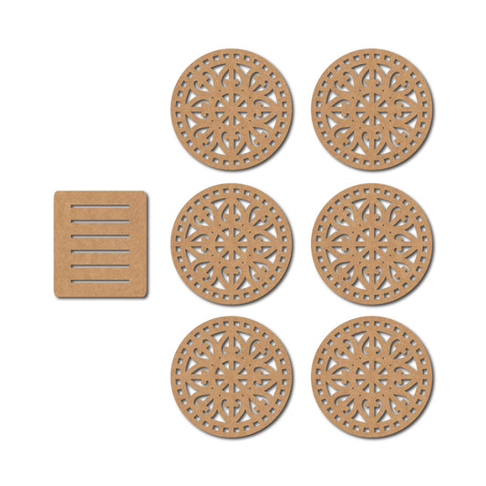 MDF Coaster Set with Stand (Set of 6) (Copy)