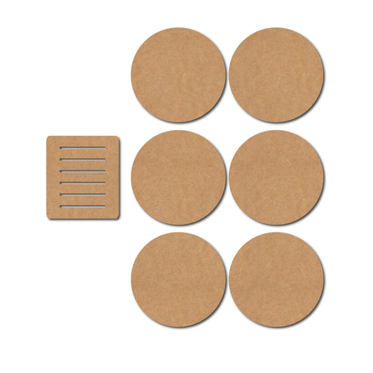 MDF Coaster Set with Stand (Set of 6)