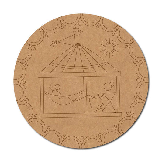 Warli Indian Folk Art Premarked Mdf Design 6