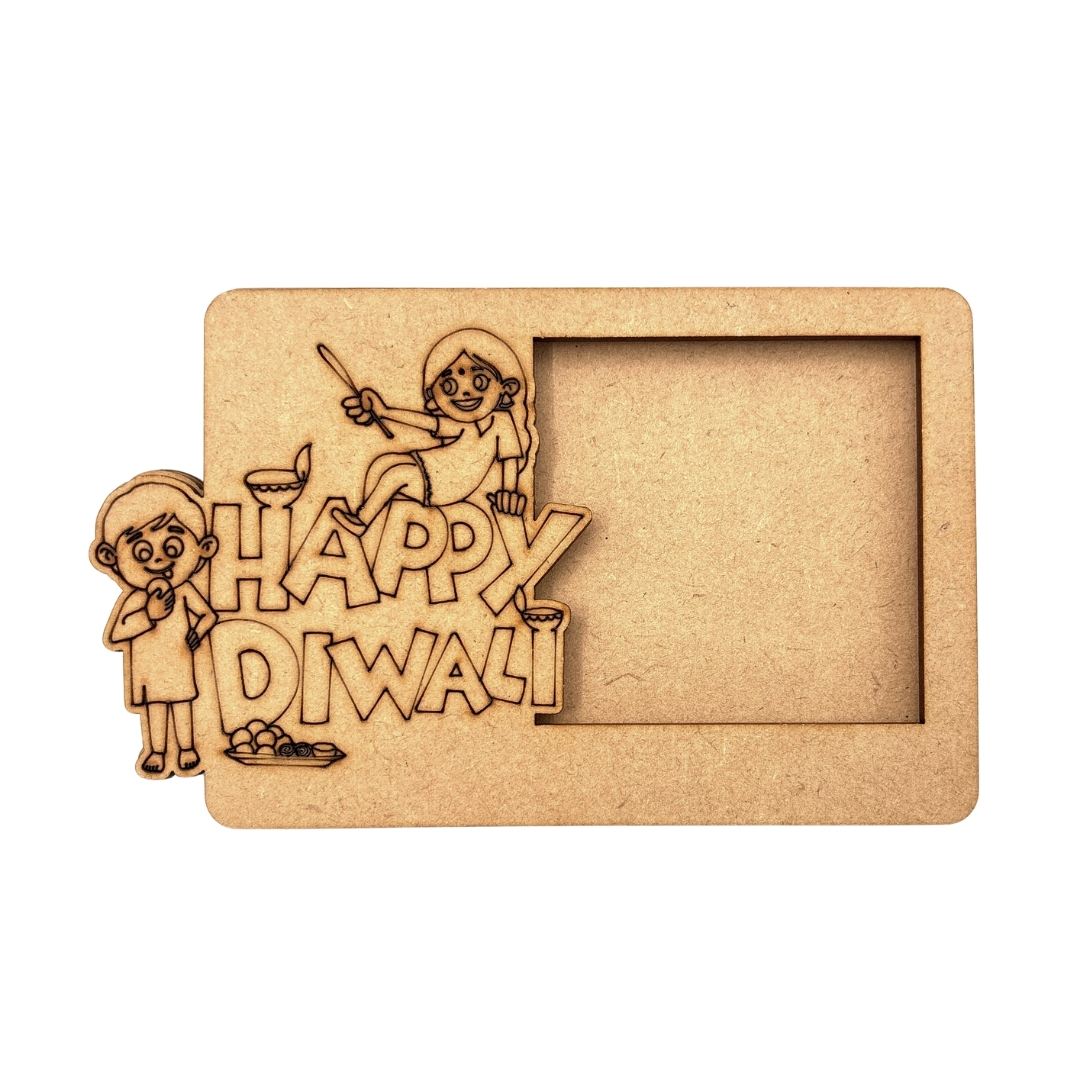 Happy Diwali 3 Layered Premium MDF Photo Frame for DIY Painting & Craft-137