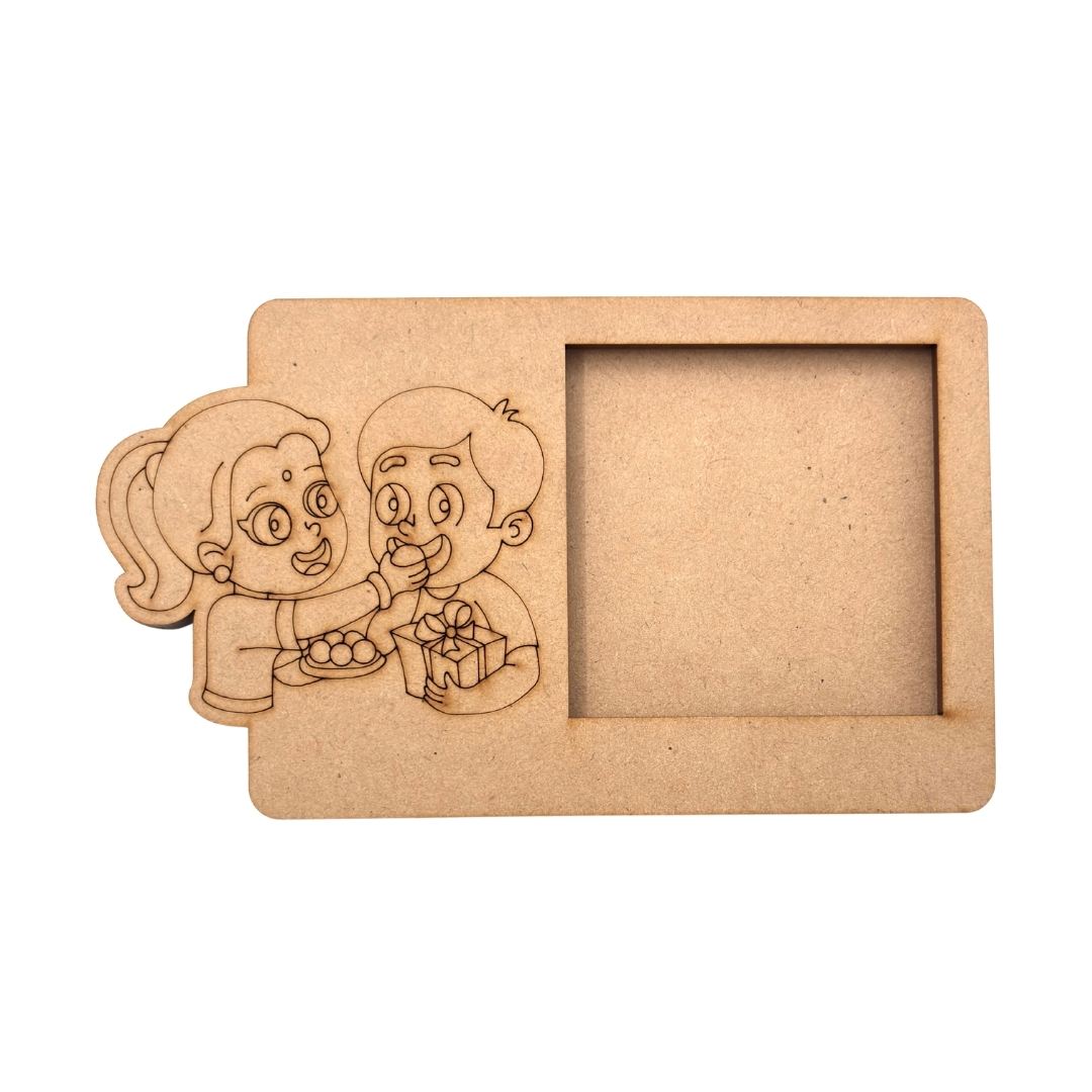 Rakhi Siblings 3 Layered Premium MDF Photo Frame for DIY Painting & Craft-136