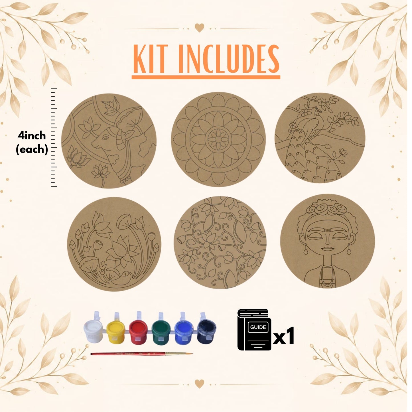 Mandala & Art DIY Kit for Kids & Adults | Paint & Create MDF Coasters
