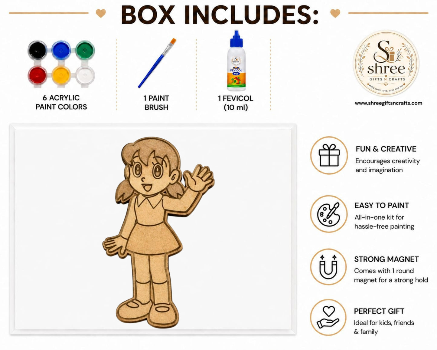Kids MDF Cut-Out DIY Kit – Easy to Paint & Boost Creativity