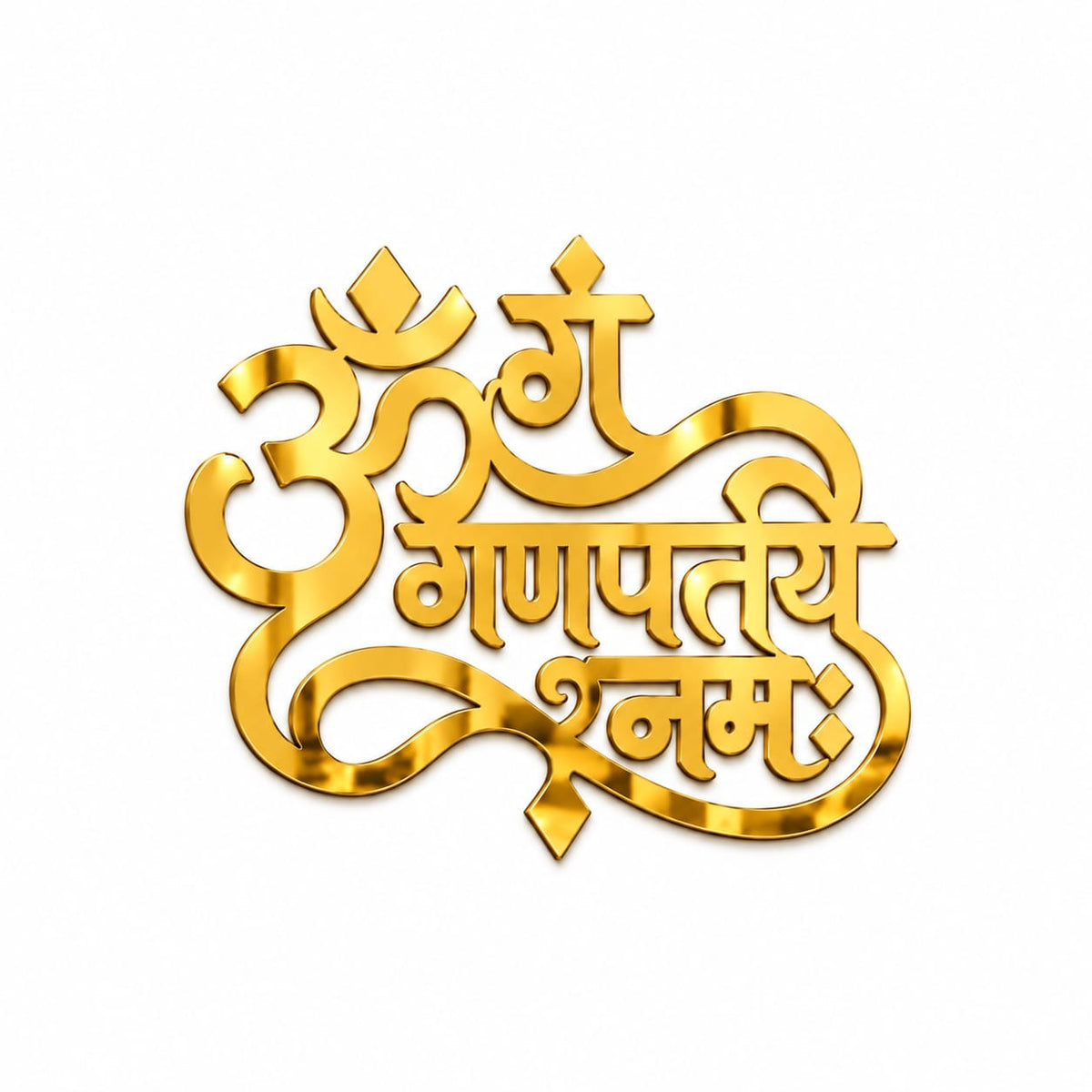 Ganeshji Golden Acrylic Cutout Design 8
