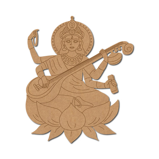 Saraswati ji pre marked mdf cutout design 12