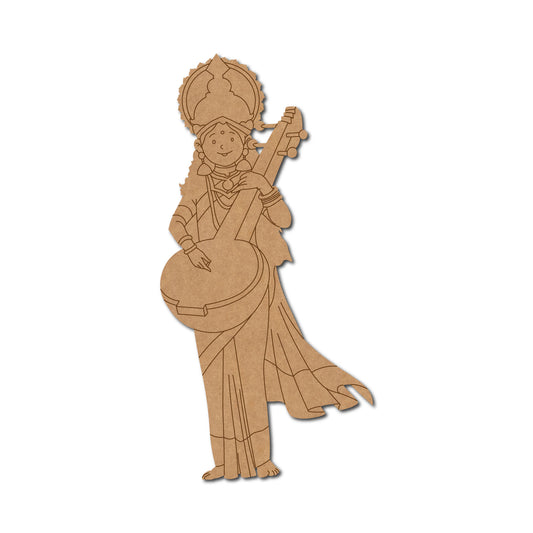 Saraswati ji pre marked mdf cutout design 1