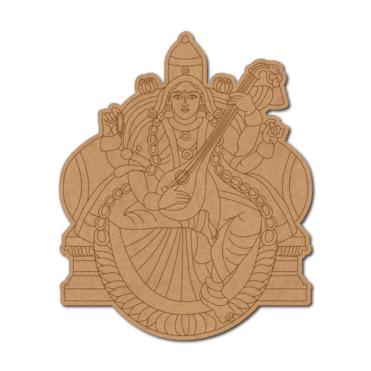 Saraswati ji pre marked mdf cutout design 7
