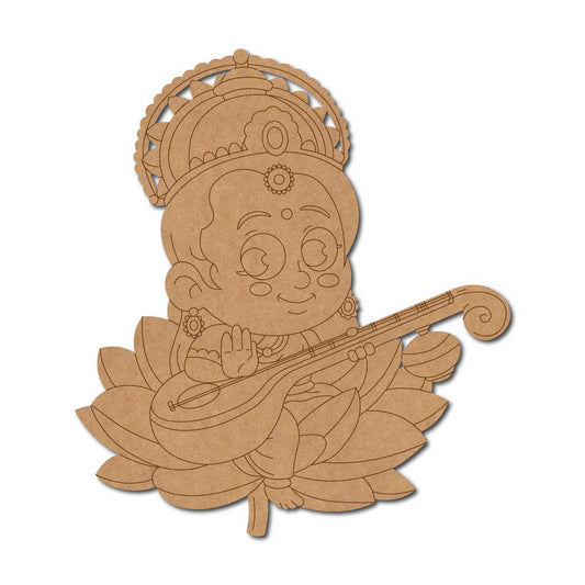 Saraswati ji pre marked mdf cutout design 2