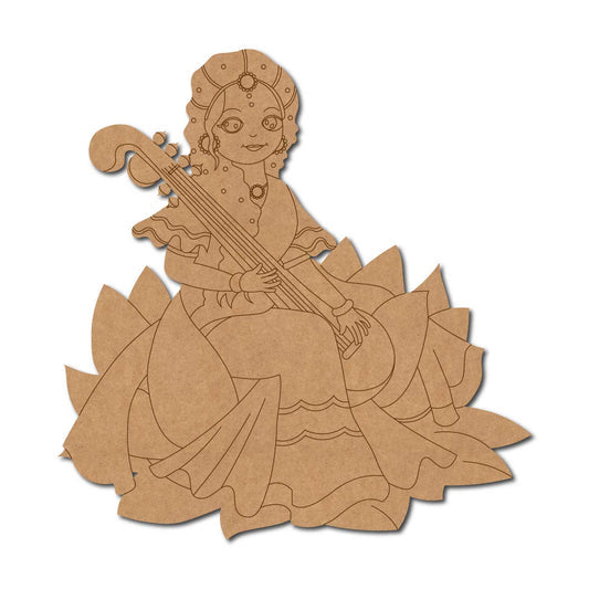 Saraswati ji pre marked mdf cutout design 4