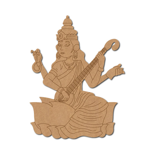 Saraswati ji pre marked mdf cutout design 10
