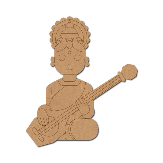 Saraswati ji pre marked mdf cutout design 14