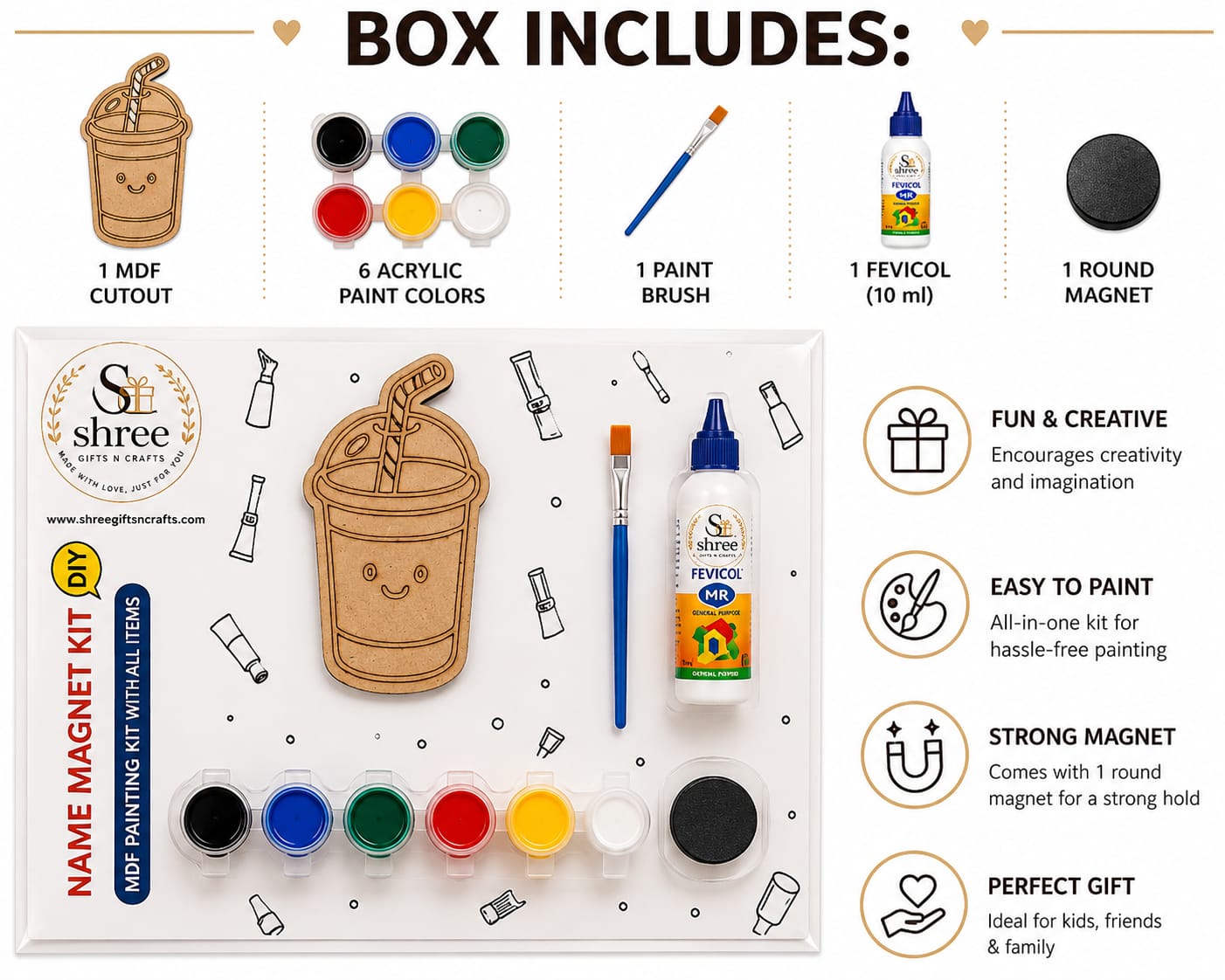 DIY Fridge Magnet Kit – Easy to Paint MDF Cut-Outs