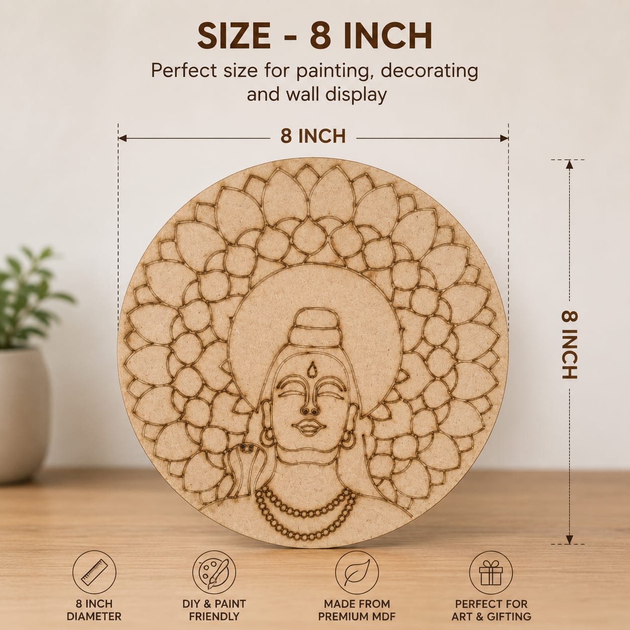 Mandala DIY Art Kit – 3 Pre-Marked MDF Cutouts, Paints, Mirrors & Clay for Kids and Adults