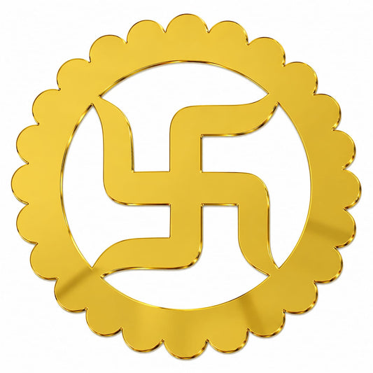 Swastik Golden Acrylic Cutout Design 3