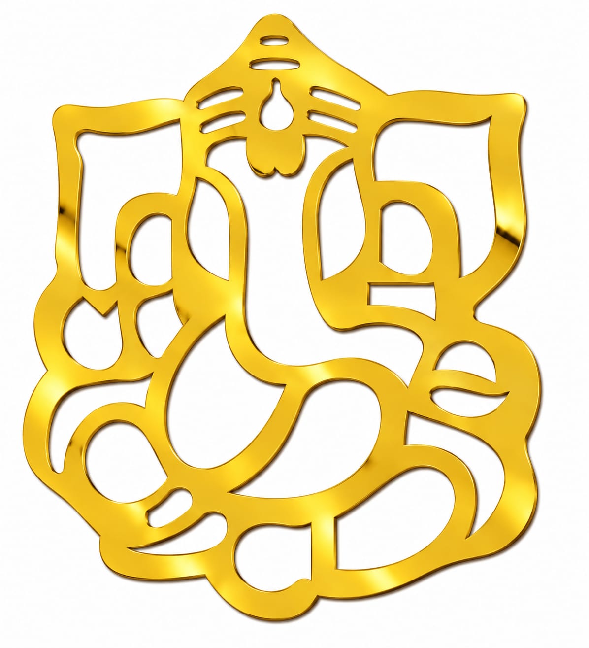 Ganeshji Golden Acrylic Cutout Design 3