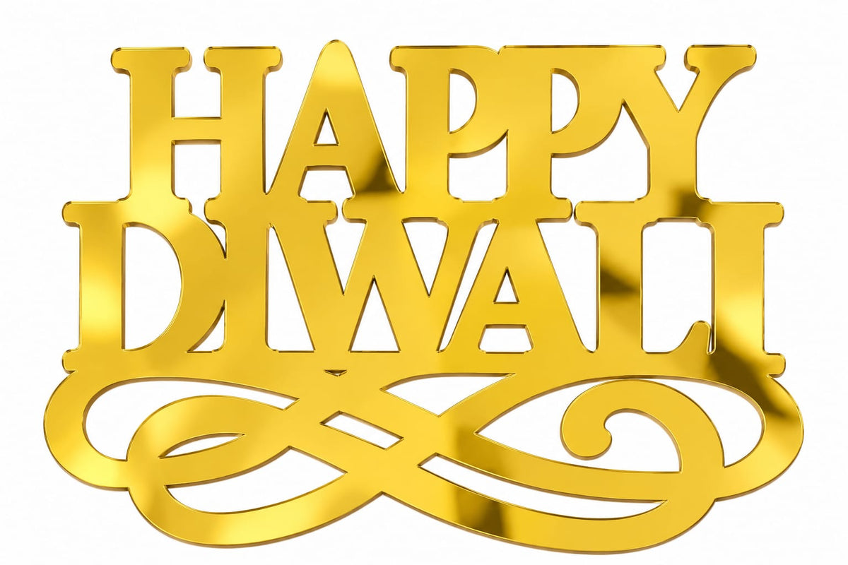 Happy Diwali Golden Acrylic Cutout Design 11
