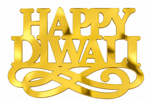 Happy Diwali Golden Acrylic Cutout Design 11
