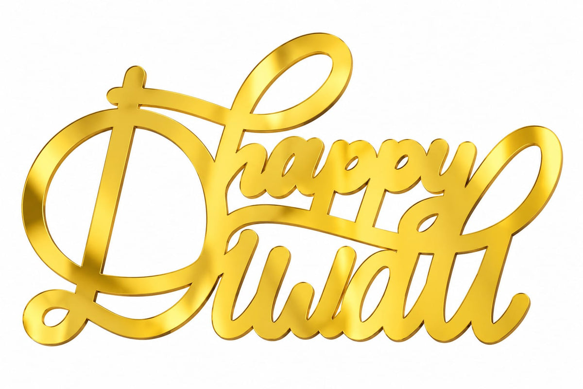Happy Diwali Golden Acrylic Cutout Design 12