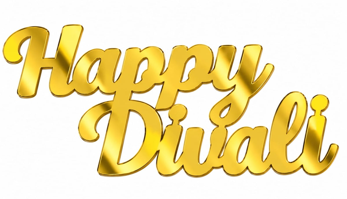 Happy Diwali Golden Acrylic Cutout Design 10