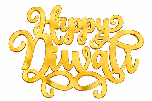 Happy Diwali Golden Acrylic Cutout Design 4