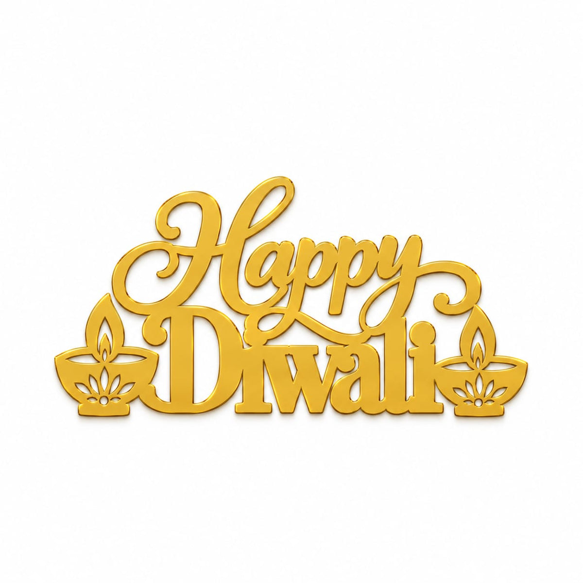 Happy Diwali Golden Acrylic Cutout Design 14